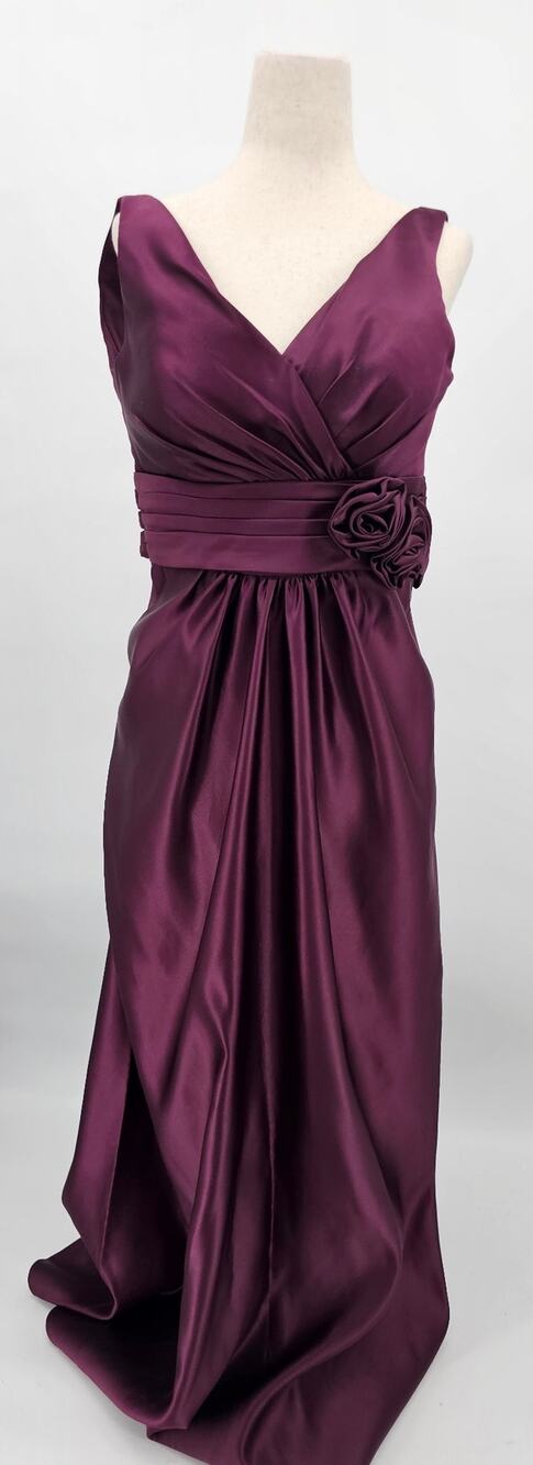 D'Zage Bridesmaid Women's Size 2 Eggplant Formal Maxi Gown with Flower
